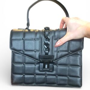 ALDO Black Quilted Top Handle Bag | Chain Strap | Structured Crossbody